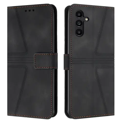 [a16] For Samsung Galaxy A16 5G / 4G Triangle Solid Color Leather Phone Case.