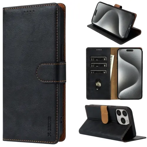 For iPhone 16 Pro N.BEKUS CSJ-P1 Solid Color Leather Phone Case. 