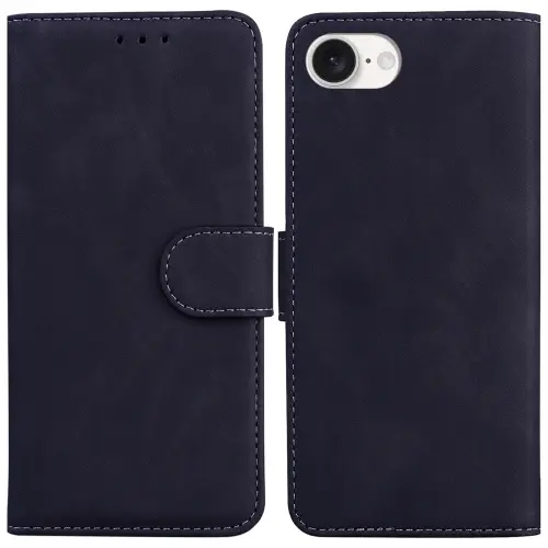 For iPhone 16e Skin Feel Pure Color Flip Leather Phone Case.