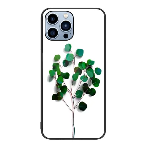 [leaves case] For iPhone 15 Pro Max Colorful Painted Glass Phone Case.