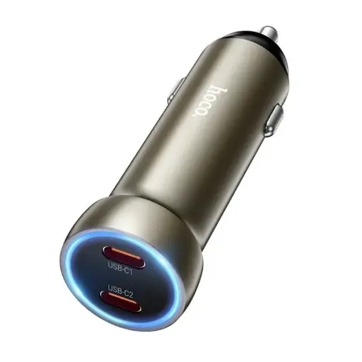 hoco Prosperous PD60W USB-C / Type-C Dual Port Car Charger(Gold) 