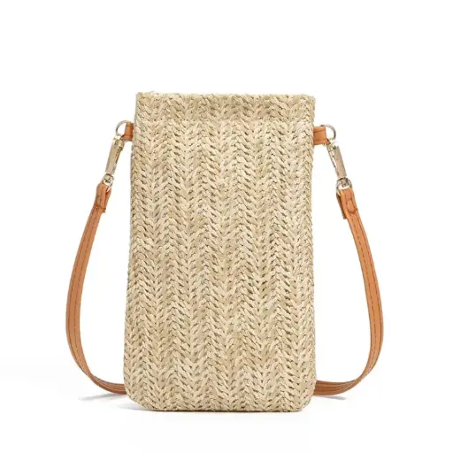 Summer Beach Bag Ladies One Shoulder Mobile Phone Bag Straw Coin Purse