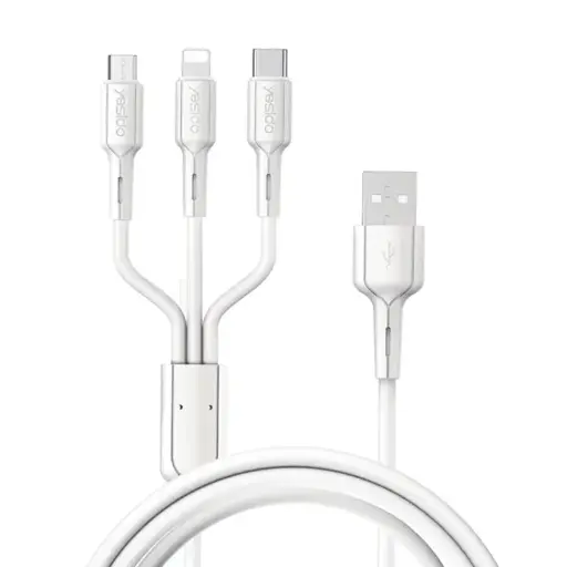 Yesido USB to 8 Pin + Micro USB + USB-C / Type-C Charging Cable
