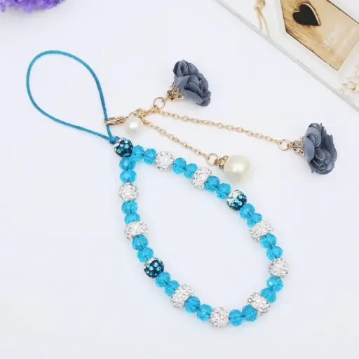 Crystal Mobile Phone Lanyard Girls Ceramic Clay Plaster Flower Bracelet