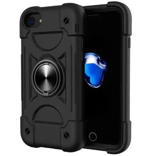 Shockproof Silicone + PC Protective Case with Dual-Ring Holder For iPhone 6 Plus/6s Plus/7 Plus/8 Plus 