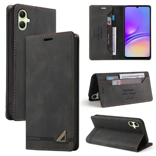 For Samsung Galaxy A05 Skin Feel Anti-theft Brush Horizontal Flip Leather Case with Holder