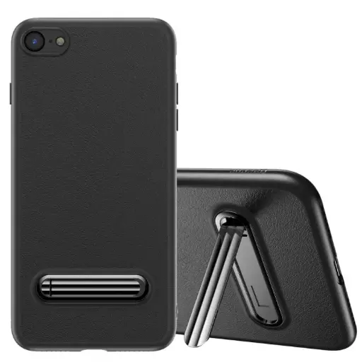 For iPhone SE 2020 & 8 & 7 Litchi Texture Protective Back Cover Case with Holder