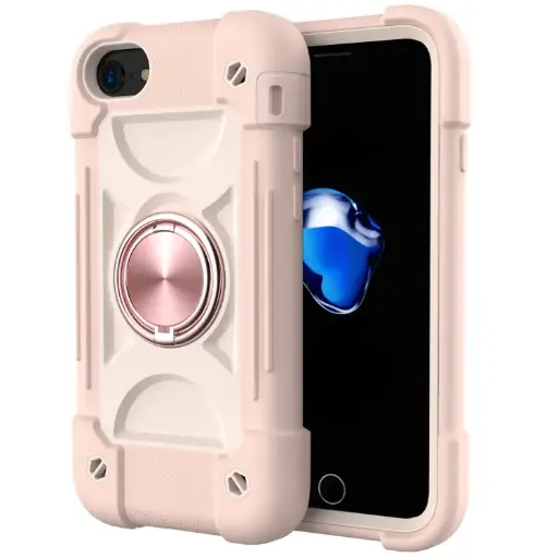 Shockproof Silicone + PC Protective Case with Dual-Ring Holder For iPhone 6/6s/7/8/SE 2022 / SE 2020