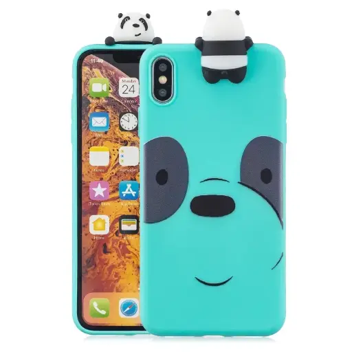 For iPhone XS Max 3D Paster Big Eye Bear Pattern TPU Protective Case(Blue)