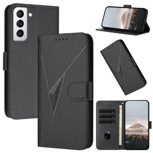 For Samsung Galaxy S21+ 5G Triangle Pattern Buckle Clasp Leather Phone Case