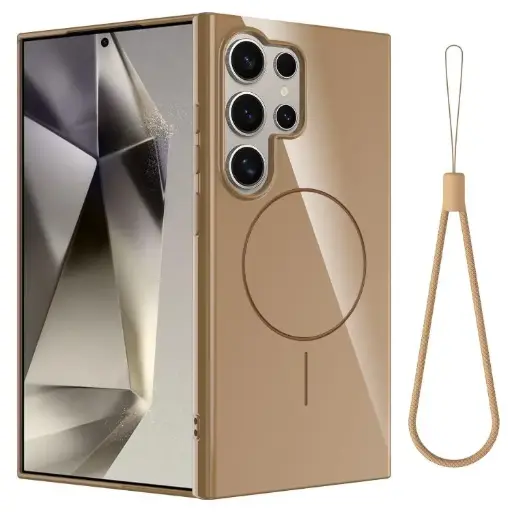 For Samsung Galaxy S22 Ultra 5G Glossy TPU Shockproof MagSafe Phone Case with Lanyard