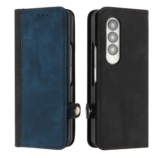 For Samsung Galaxy Z Fold4 5G Side Buckle Double Fold Leather Phone Case(Royal Blue)