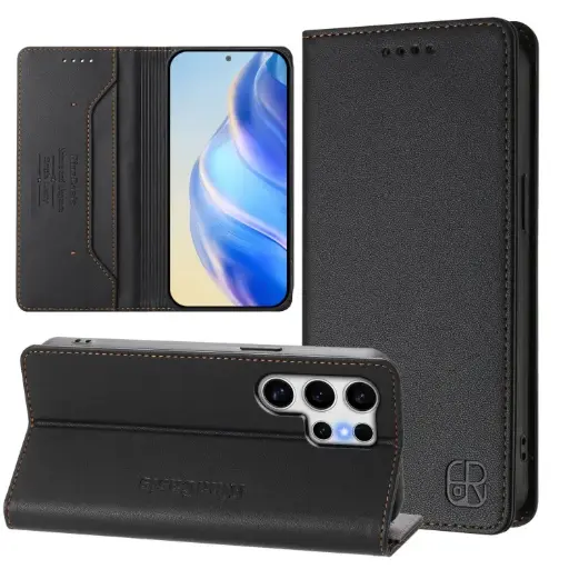 For Samsung Galaxy S23 Ultra 5G RC01 Dual-Folded Magnetic Suction RFID Leather Phone Case