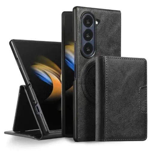 For Samsung Galaxy Z Fold7 Kalebol Strong Magnetic MagSafe Tri-Fold Wallet Leather Phone Case