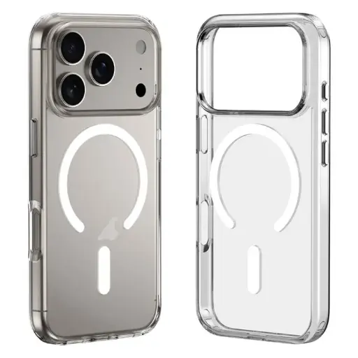 For iPhone 17 Pro ZGA Magsafe Metal Buttons Clear PC Hybrid TPU Phone Case(Transparent)