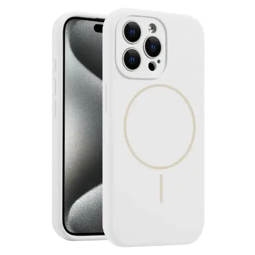 For iPhone 15 Pro Max Fine Hole Liquid Silicone MagSafe Phone Case