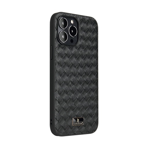 [00-67] For iPhone 13 Pro Fierre Shann Leather Texture Phone Back Cover Case 