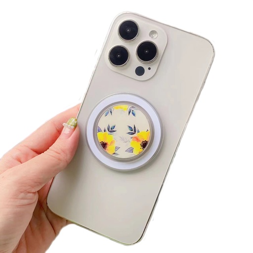 [00-206] Glue Cartoon Floral Magnetic Airbag MagSafe Phone Telescopic Holder.
