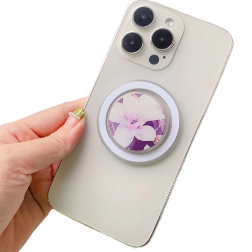 [00-210] Glue Cartoon Floral Magnetic Airbag MagSafe Phone Telescopic Holder.