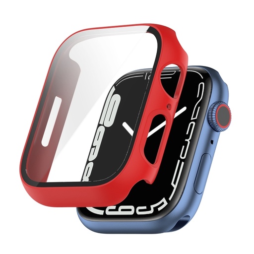 [00-257] Shockproof PC Protective Case with Tempered Glass Film For Apple Watch Series 9 / 8 / 7 41mm
