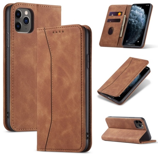 For iPhone 12 / 12 Pro Skin-feel Calfskin Texture Magnetic ,Wallet.