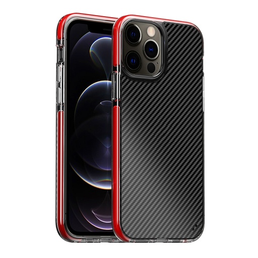 [00-346] For iPhone 12 / 12 Pro Transparent Carbon Fiber + TPU Shockproof Case.