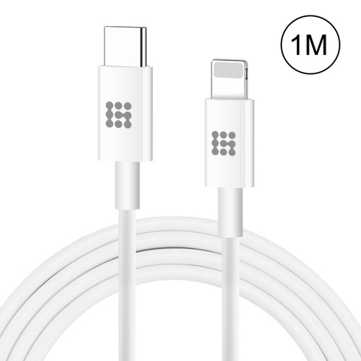 [00-467] HAWEEL 25W 3A USB-C / Type-C to 8 Pin PD Fast Charging Cable for iPhone, iPad, Cable Length:1m.