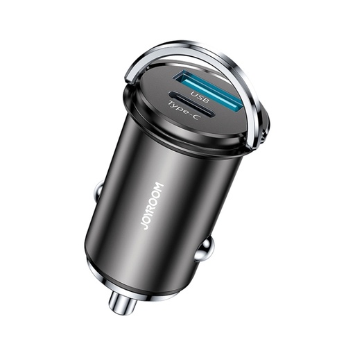 [00-472] JOYROOM 30W Mini Dual-port PD + QC 3.0 Ring-pull Fast Car Charger.