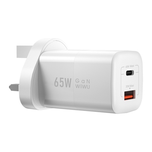 [00-502] 
WIWU Wi-U012 65W USB + USB-C / Type-C Dual Ports GaN Travel Fast Charger.