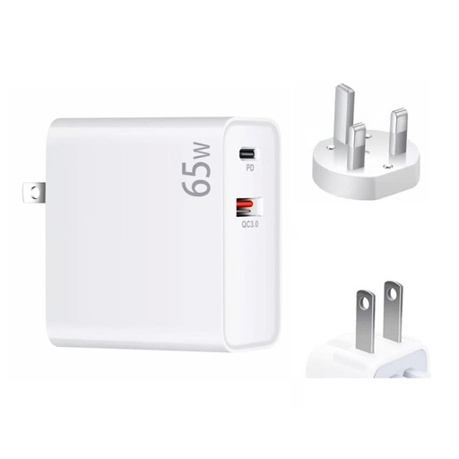 [00-] PD-65W USB-C / Type-C + QC3. 0 USB Laptop Charging Adapter.