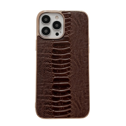 For iPhone 14 Pro Genuine Leather Pinshang Series Nano Electroplating Phone Case.