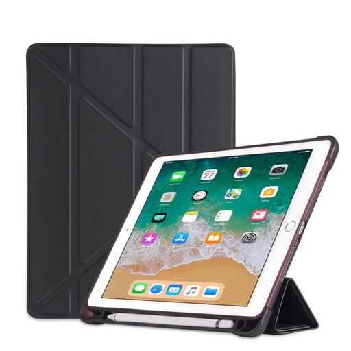 Multi-folding Shockproof TPU Protective Case for iPad 9.7 (2018) / 9.7 (2017) / air / air2, with Holder & Pen Slot.