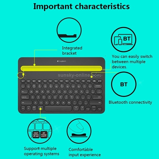 [00-778]  Multi-device Bluetooth 3.0 Wireless Bluetooth Keyboard with Stand.