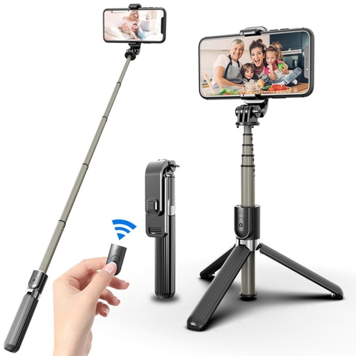 [00-802]  Aluminum Alloy Foldable Bluetooth Tripod Selfie Stick 