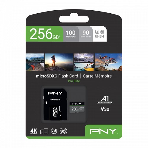 [00-956] PNY Pro Elite 256GB Micro SD Card With Adapter.
