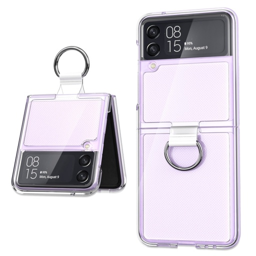 [00-963] For Samsung Galaxy Z Flip4 5G PC PVC Ring Phone Case.
