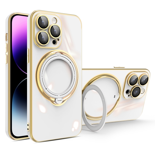 For iPhone 15 Pro Max Multifunction Electroplating MagSafe Holder Phone Case.