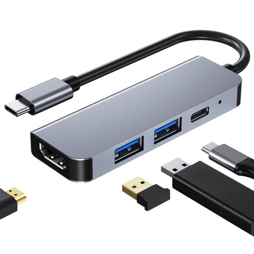 [1157] BYL 4 In 1 USB-C / Type-C To 4K HDMI + USB 3.0 + USB 2.0 + PD USB-C / Type-C Charging Ports Multifunctional HUB Docking Station
