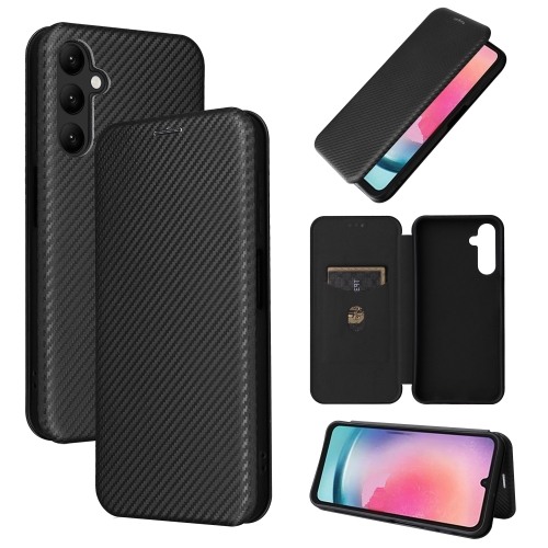 [1160] For Samsung Galaxy A25 5G Carbon Fiber Texture Flip Leather Phone Case.