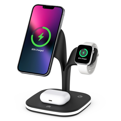 15W 5 in 1 Magnetic Wireless Charger with Stand Function.