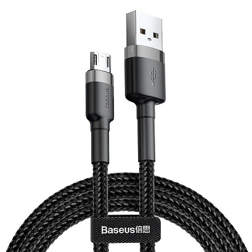 [1292] Baseus Cafule Braided MicroUSB Cable 2.4A 1.0 m Gray
