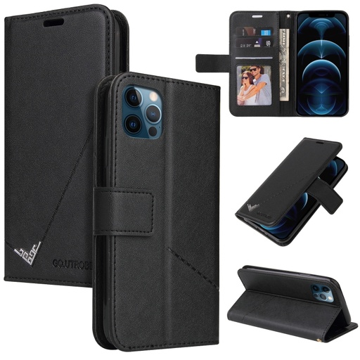 [1510] For iPhone 12 Pro Max GQUTROBE Right Angle Leather Phone Case.
