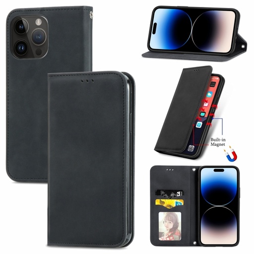 For iPhone 14 Pro Retro Skin Feel Magnetic Flip Leather Phone Case.